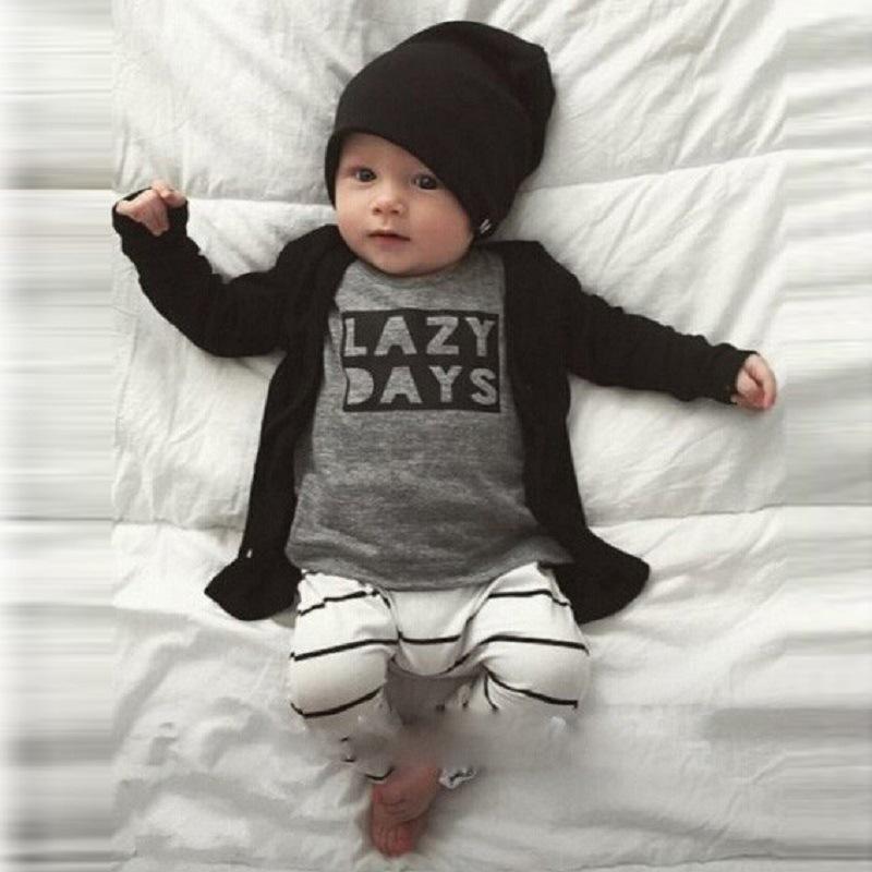 Stylish 2pcs Suit For Baby Kids Featuring Letter Printed Long Sleeve Shirt And Pants