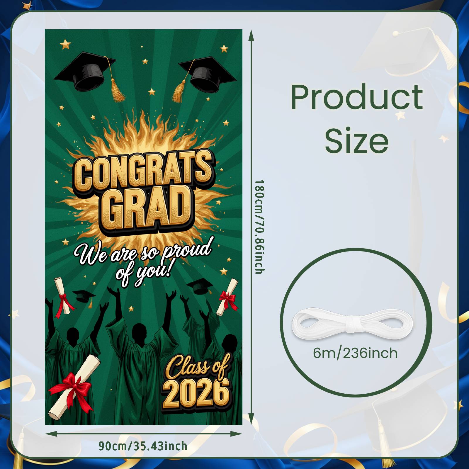 Congrats Grad Banner Burst Pattern Grad Celebration Banner Class Of 2026 Backdrop Festive  Congrats Grad Backdrop