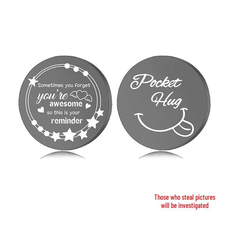 Lucky Charm Motivational Coin: Engravable Stainless Steel Couple & Family Gift Ornament.