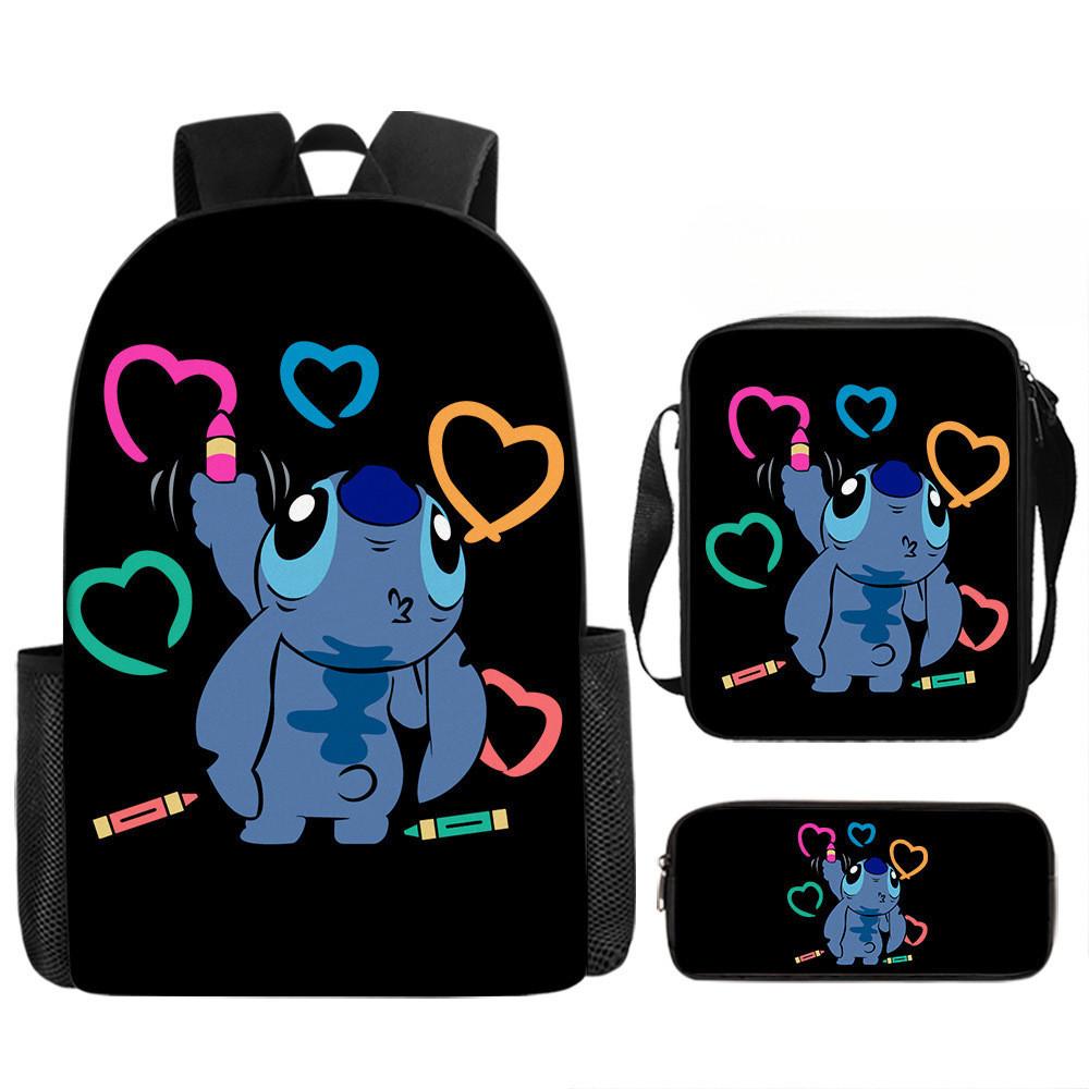 Stitch Backpack Cartoon Set With Lightweight Breathable For Students Elementary