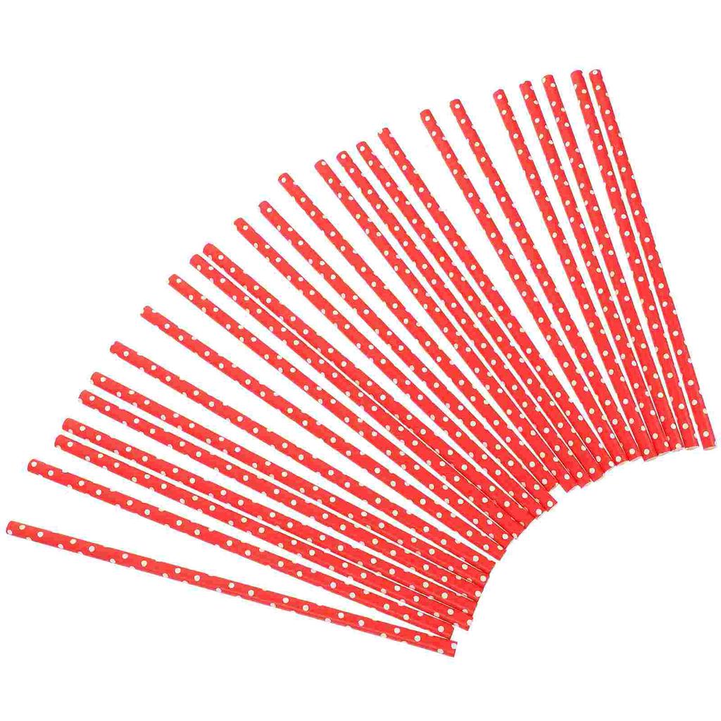 100pcs Red Dot Paper Straws Disposable Drinking Straws Party Supplies Grad Party Decoration Birthday Straw Kitchen Dining