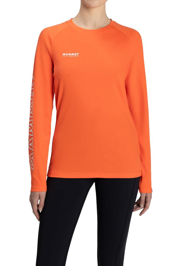 Mammut QD Logo Print Long Sleeve T-shirts, Asian Fit, Women's, AF Women's, 1016-01040, Peach-White, Size S, PRT3