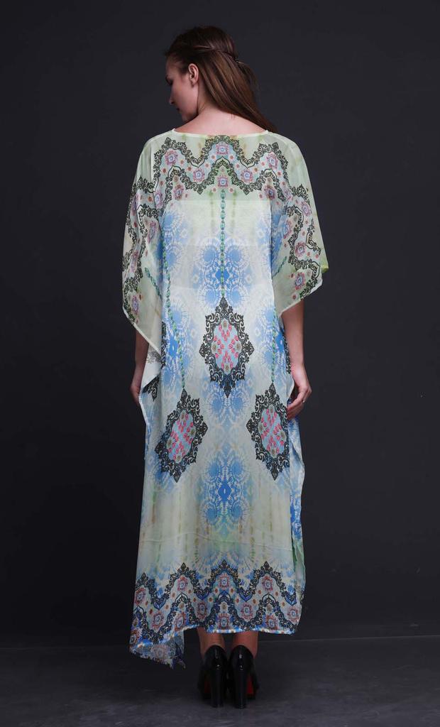 Phagun Tie & Dye Shibori Ladies Plus Size Kaftan Summer Wear Beach Coverup Kimono