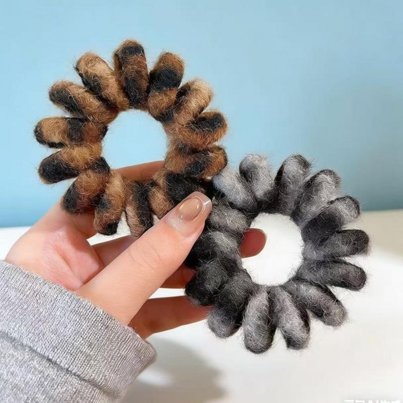 Korean Leopard Print Plush Elastic Hair Ties - Autumn/Winter Collection