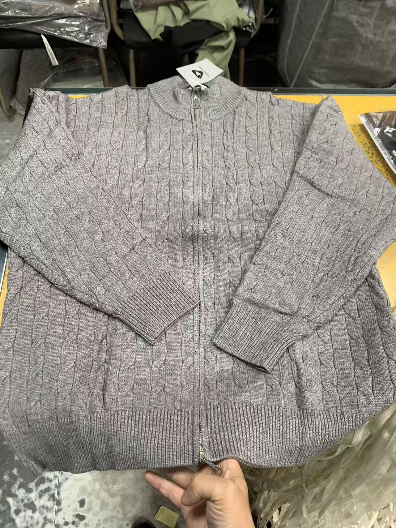 Новый Экипажный Кабельный Вязаный Рельефный Тяжелый Полумолния Водолазка - Модный Американский Стиль L серый 2990₽