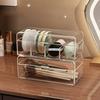 Belüfteter Acryl-Make-up-Organizer mit Trennwänden, Schimmelresistente Aufbewahrungsbox für Puffs, Pinsel, Lippenstifte, Schminkregal für Schlafzimmer