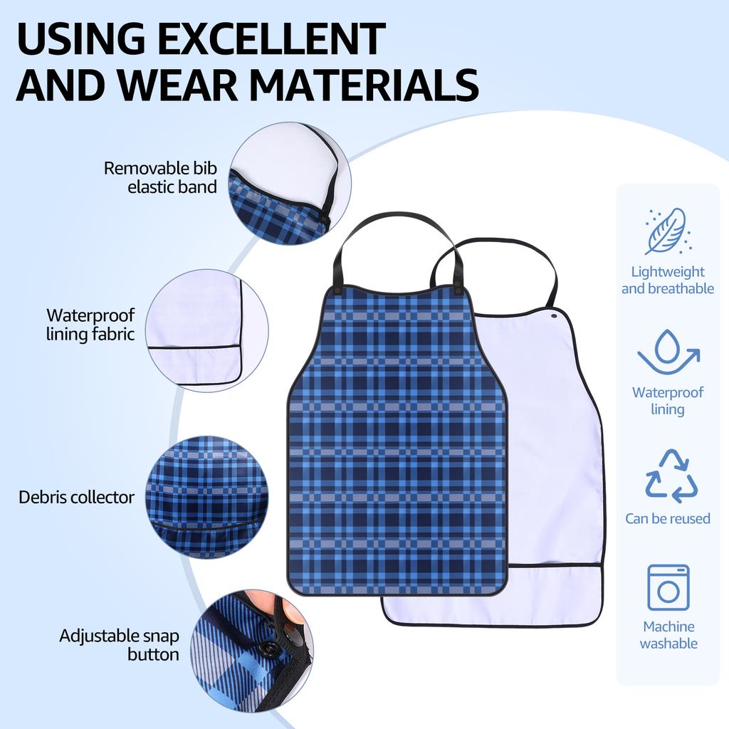 3Pcs Adult Bibs for Elderly Waterproof Dining Clothing Protectors Reusable Apron with Crumb Catcher for Special Needs
