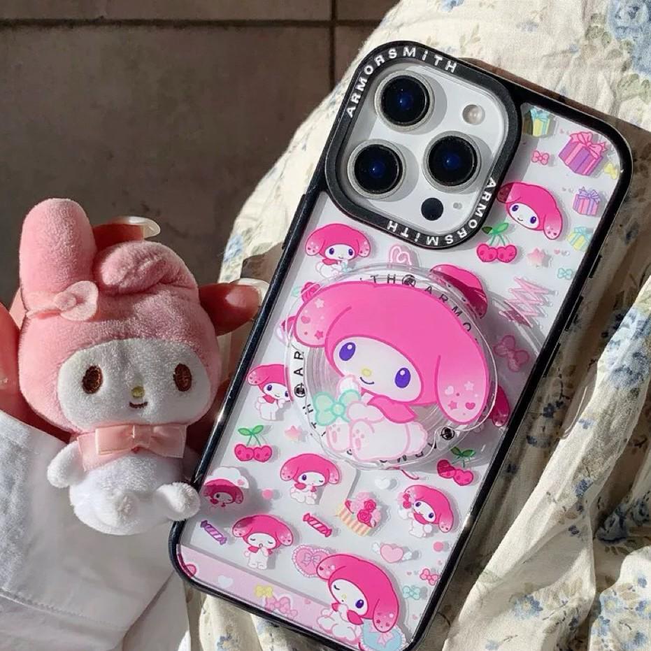 Kuromi Cartoon Melody MagSafe-Compatible Magnetic Stand with Super Strong Adsorption and Retractable Airbag Design for Desktop Use
