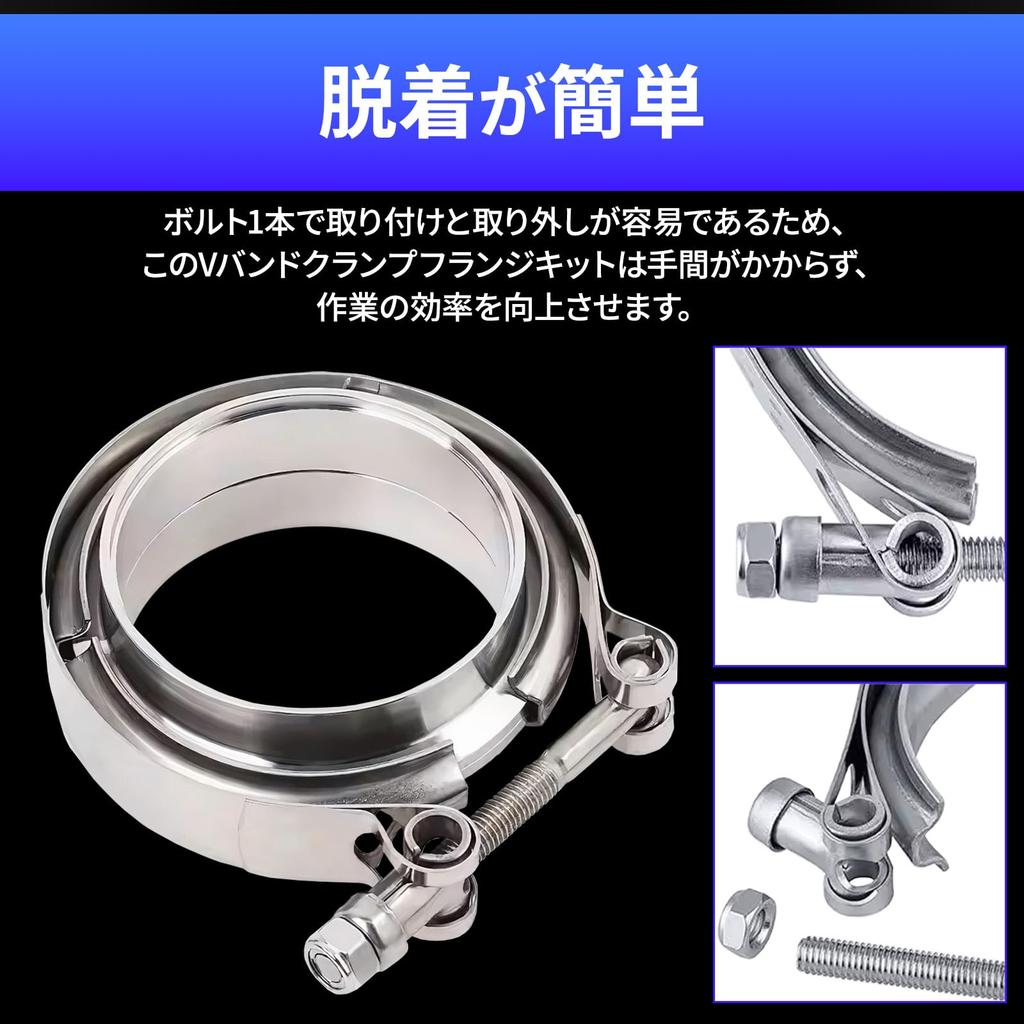 Morisho V-Band Flange Clamp Coupling for Car Motorcycle Exhaust Muffler Turbine Pipe Universal Stainless Steel Diameter 60mm 2.36