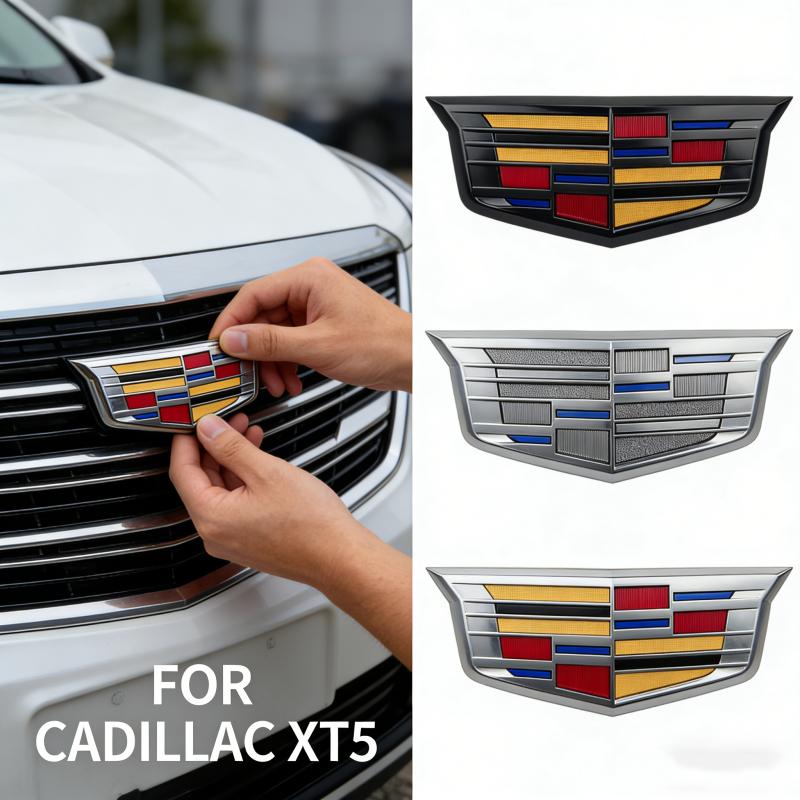 2PCS New Alloy Car Front Grille Emblem Rear Trunk Badge Stickers Decals for Cadillac XT5 2016-2025 Auto Modification Accessories