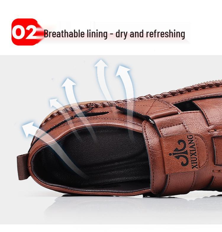 Męskie sandały z odkrytymi palcami, rozmiar duży 47-48, z grubą podeszwą z gumy ścięgnowej na lato.