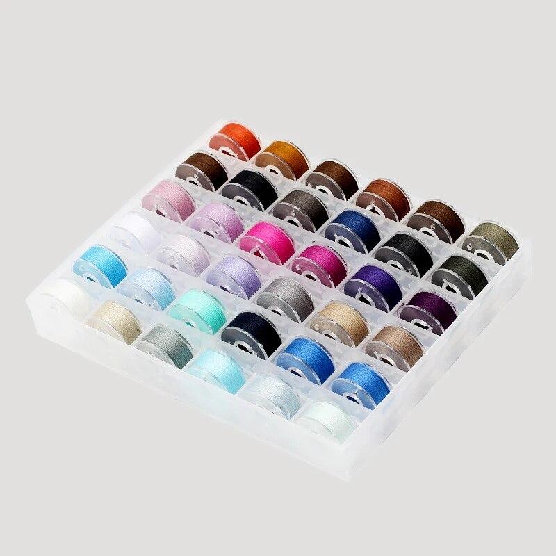 36 Colours High Quality Sewing Thread Boxed Bobbin Set, Suitable for Many Sewing Machines, with Bobbin Case, 36pc