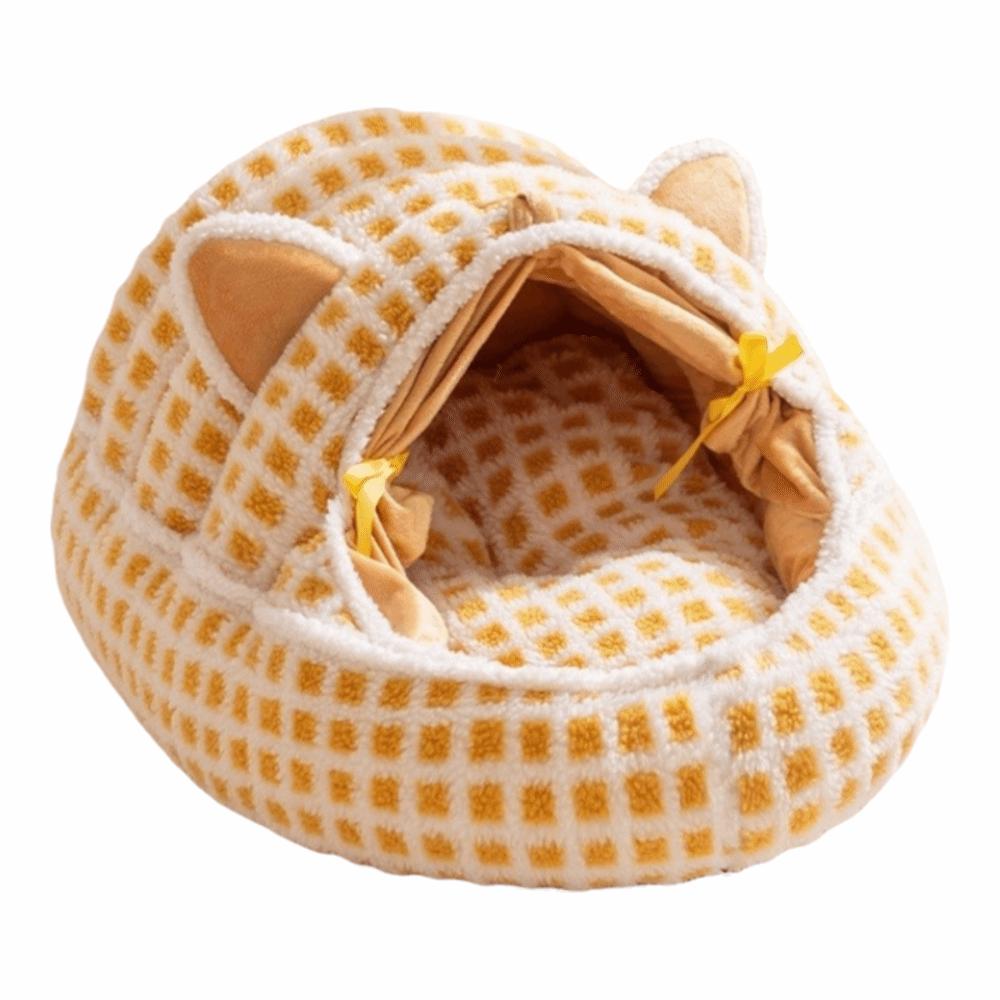 Comfortable Warm Soft Small Pet Bed Portable Cozy Enclosed Cat Bed Mat Deep Sleep Pet Supplies Pet House Kennel Habitats Basket