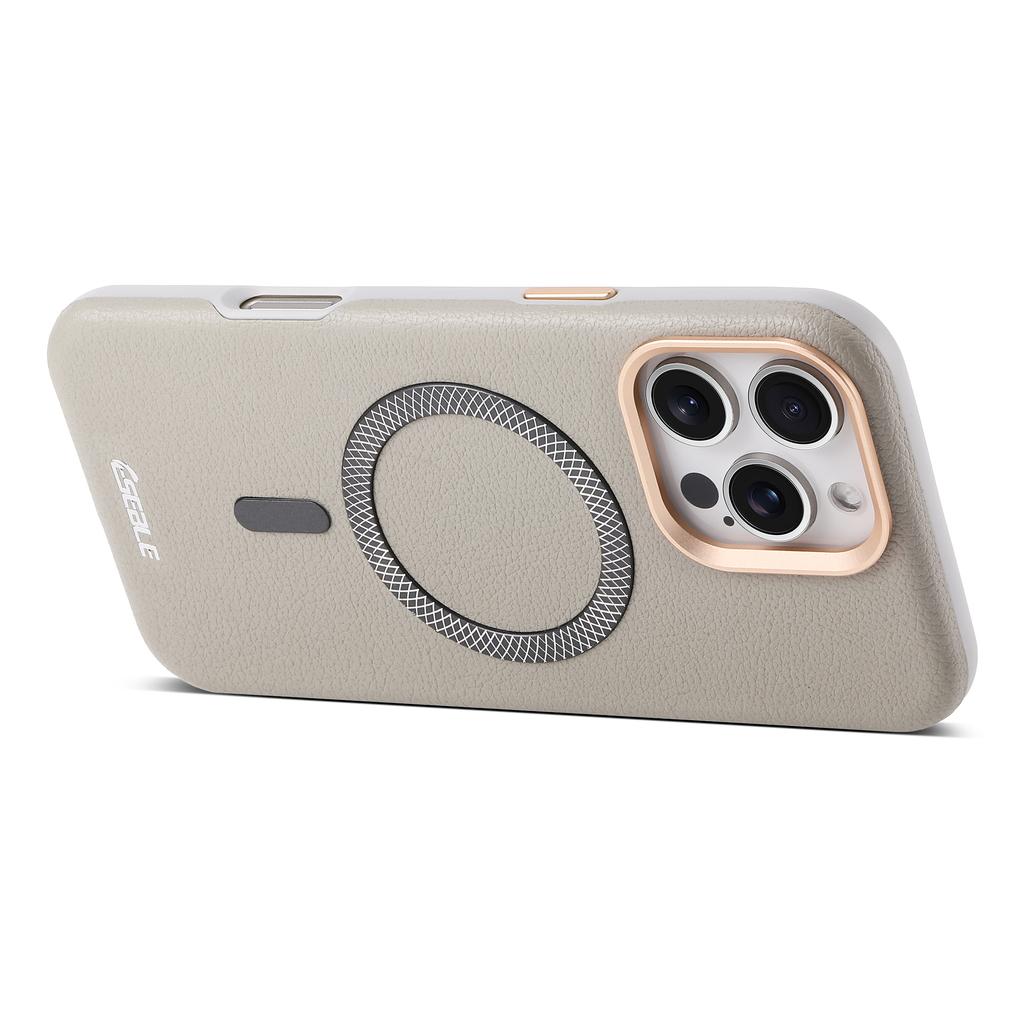 Luksusowe Biznesowe Magnetyczne Etui ze Skóry Wzór Liczi Dla iPhone 17 16 15 14 13 Pro Max 17Pro 17Air Metalowy Przycisk Obiektywu Pokrowiec Ochronny