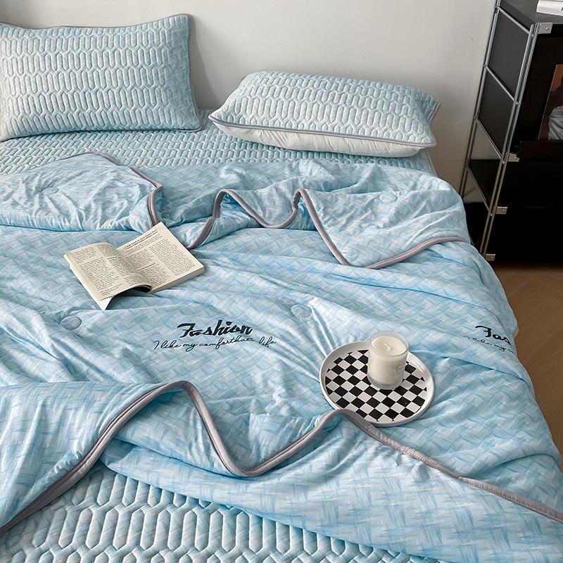 New Classic Solid Color Latex Fitted Sheet Summer Mat Summer Quilt Airable Cover Combination Kit