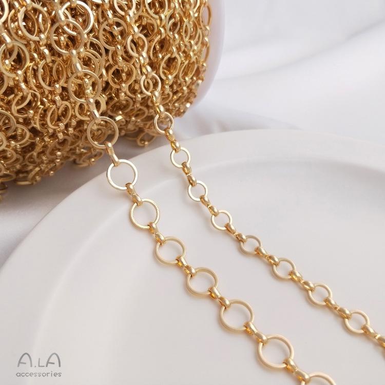 Gold-Filled 6mm Round Link Chain: 8mm O Chain for DIY Bracelets & Earrings