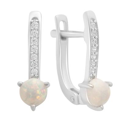 Silver Earrings with Opal 0.661ct, Cubic Zirconias (2195696)