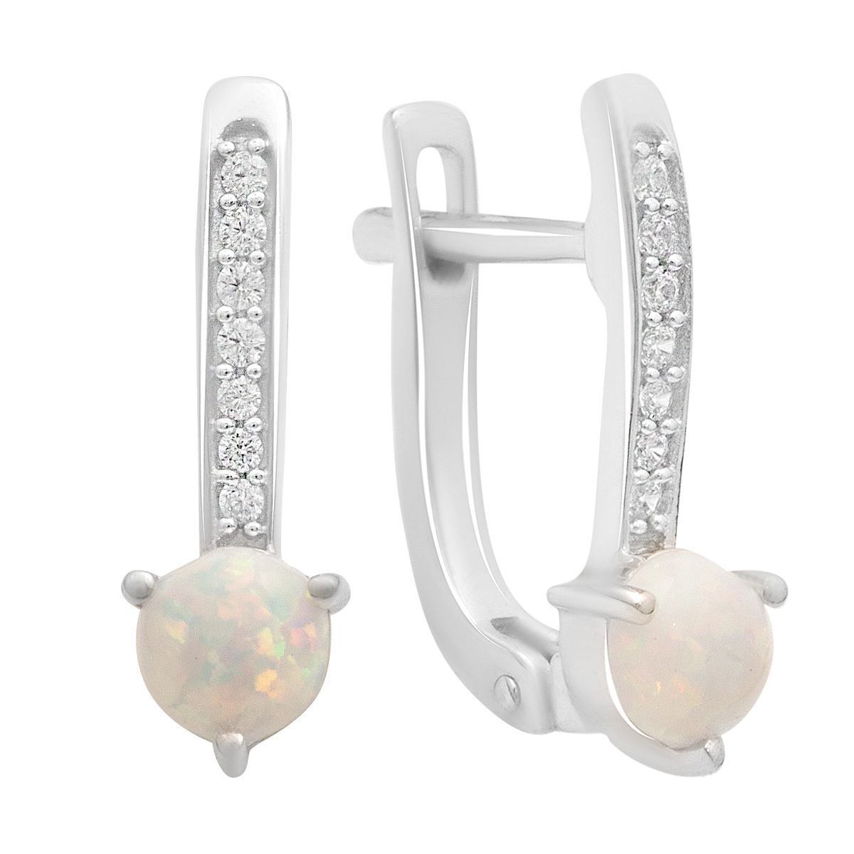 

Silver earrings with opal 0.661ct, cubic zirconias (2195696)