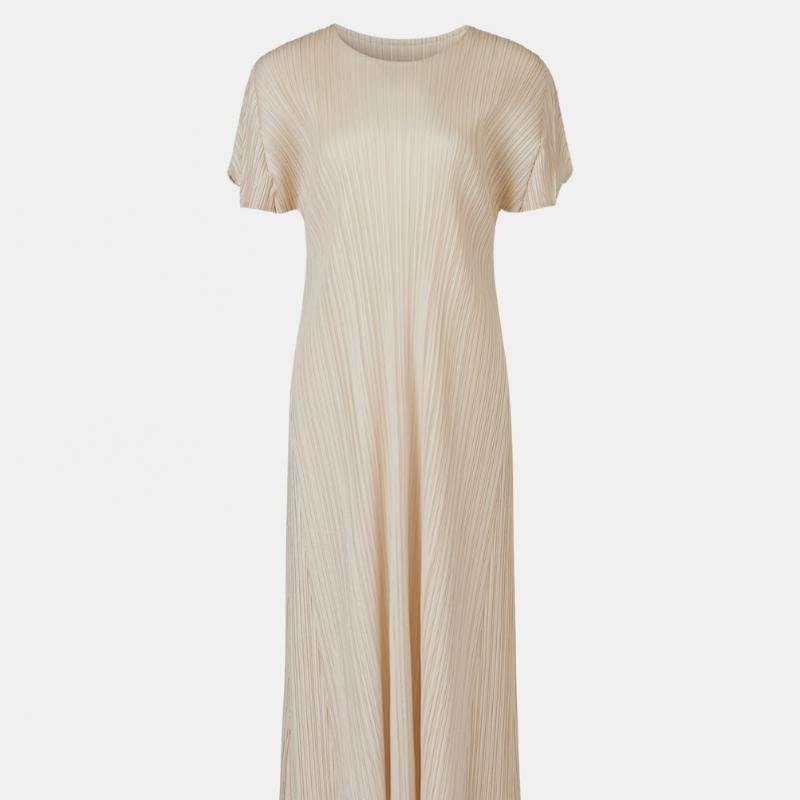 Pleats Me Folding Sleeve Round Neck Dress Ppopm126010
