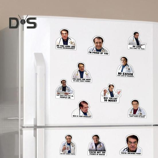 12Pcs Doctor Fridge Magnet Weight Loss Guideline Sticker Motivational Diet Helper Microwave Oven Whiteboard Refrigerator Magnet Home Office Kitchen