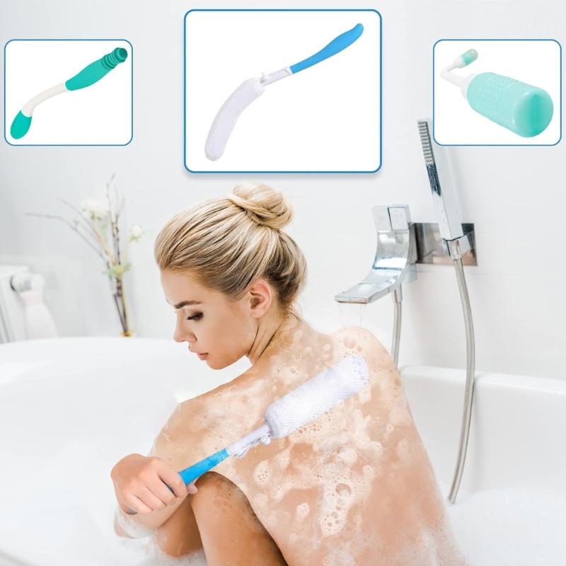 Langstiel-Badebürste und Perineal-Wascher-Set Kunststoff-Toilettenhilfsmittel Werkzeuge für die postpartale Erholung und Mobilitätsunterstützung