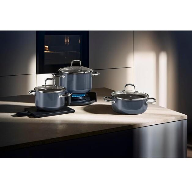 WMF Fusiontec Essential Saucepan Set, Blueberry, 3 Pieces (517065290)