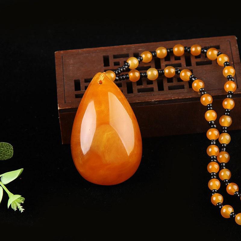 Vielseitige gelbe Bernstein Honigwachs Anhänger Halskette