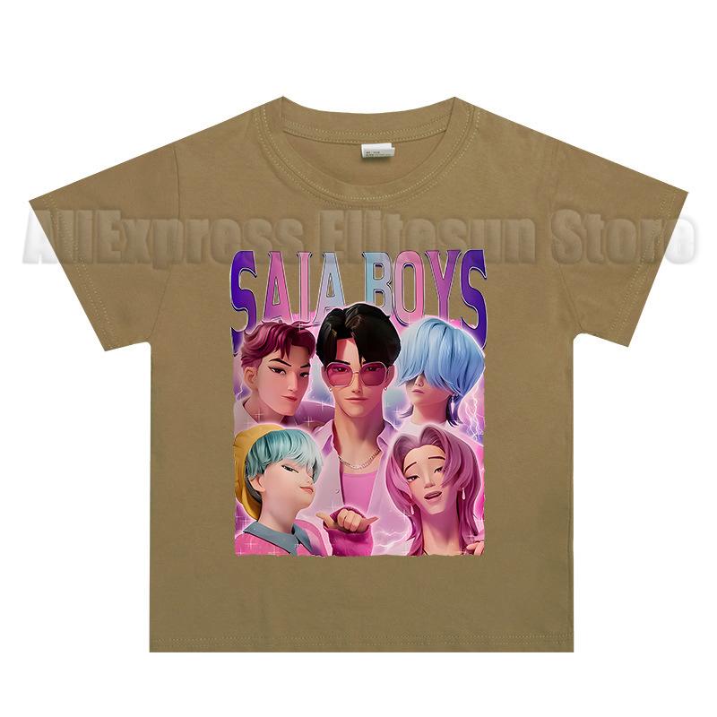 

Saja Boys Kids T Shirt Baby Clothes KPop Demon Hunters Casual Tops Movie Cotton T-shirt Fans Gift Children s Clothing kids-140(10T) коричневий