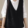 Vest for Women Cotton Summer Lace-Up Pocket Tops Knitted Sweater Vest Oversize Casual V-neck Vest
