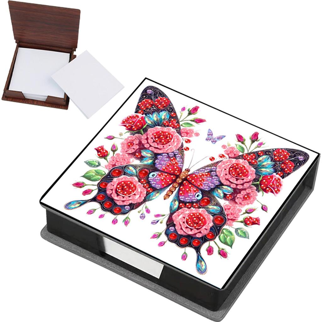 Animals Leather Gem Painting Memo Pad Holder Mosaic Kit Diamond Art Note Box with 160 Sheets of Paper for Adults Beginners