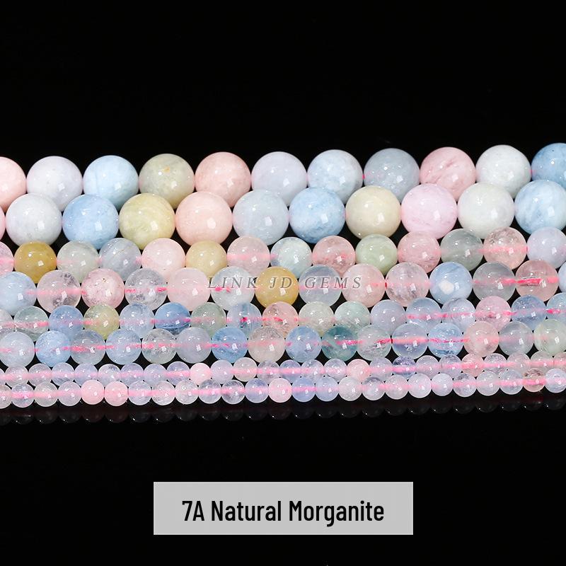 Jingde Transparent Morganite Round Beads - Candy Color Crystal DIY Jewelry Accessories