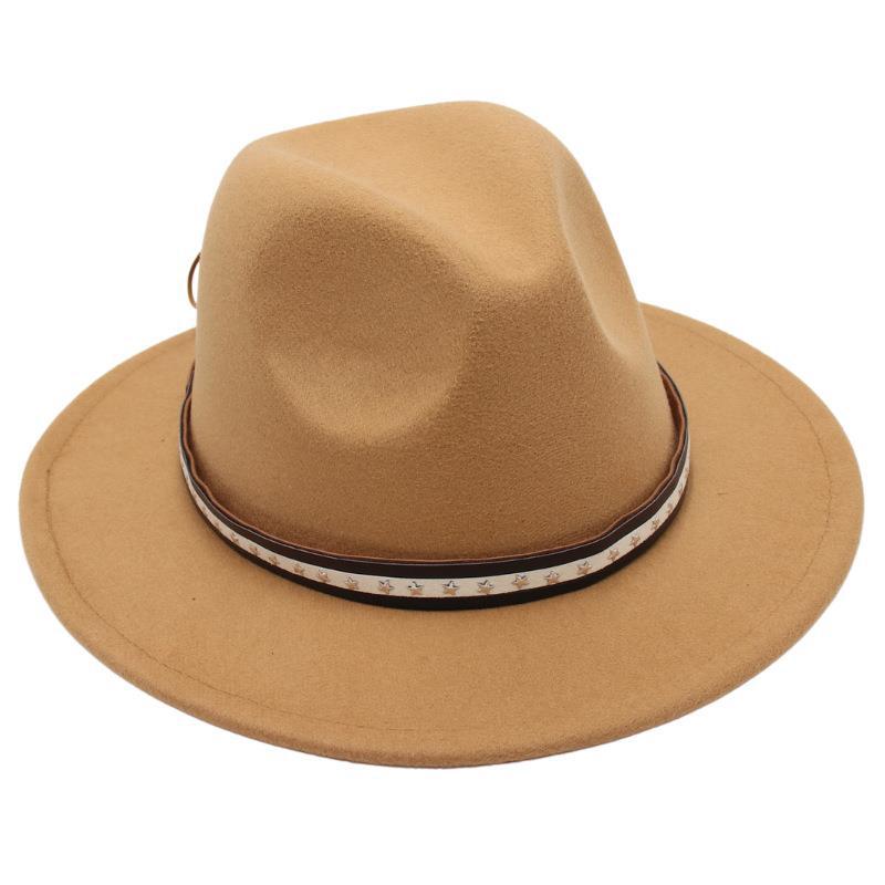 Foreign Trade Retro Top Hat Pentagram Jazz Hat Men'S And Women'S Felt Hat European And American Style Hat Woolen Hat Wool