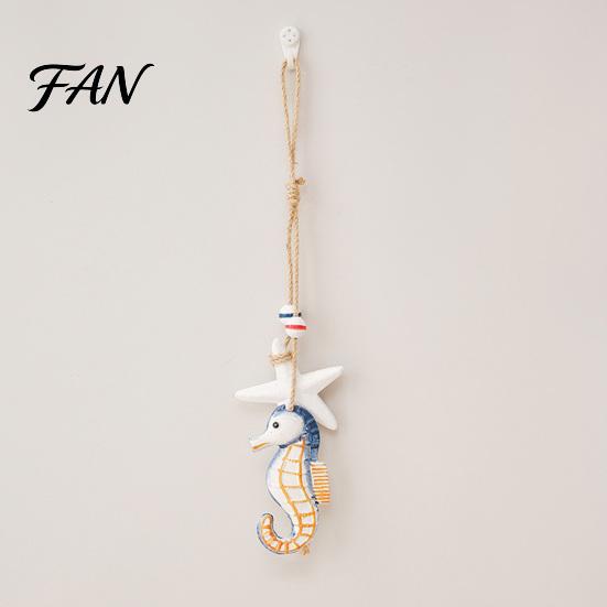Bohemian Style Home Ornament Mediterranean Nautical Wall Hanging Decor, Handcrafted Wooden Ocean Ornaments, Decorative Pendants with Beach House