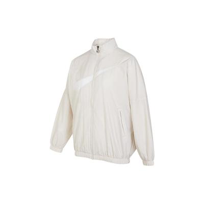 Logo Print Windbreaker Jacket With Stand Collar Women Jacket Beige DX5865-104