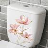 3D Pink Floral Toilet Stickers, Dimensional Flower Wall Decals for Bathroom Waterproof Removable Decor