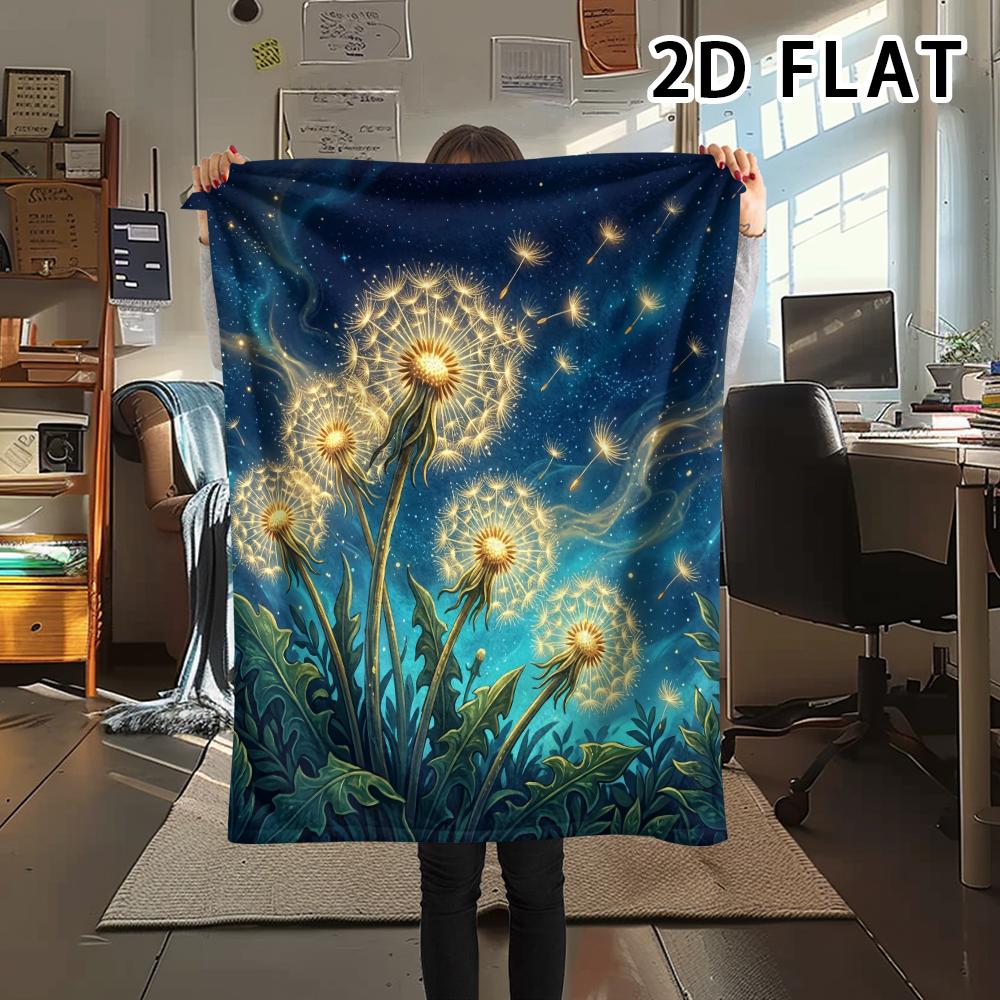 1Pc Dandelion Print Flannel Blanket,High Quality Comfortable for All Seasons,Home Decor,Warmth and Comfort,Perfect for Christmas Gifts