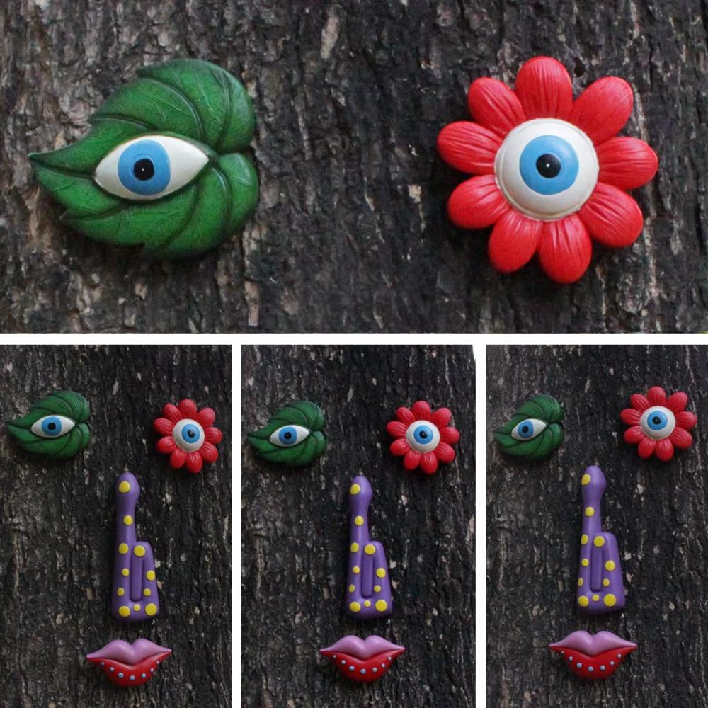 1 Set Wall Hanging Leaf Tree Face Statue Colorful Facial Features Sculptures  Wall Decor