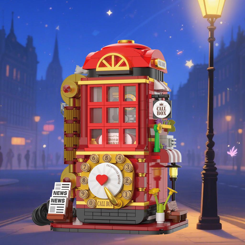 Non-Toxic Telephone Booth Building Blocks Game Machine Street View Architecture Home Decor Model Assemble Bricks Toy Gift For Kid Adult