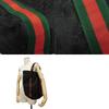 Used 9539 GG Canvas Tote 189669 7924 A4 Cotton Calfskin Web Stripe Green Red Logo Embossed Black Unisex from Japan