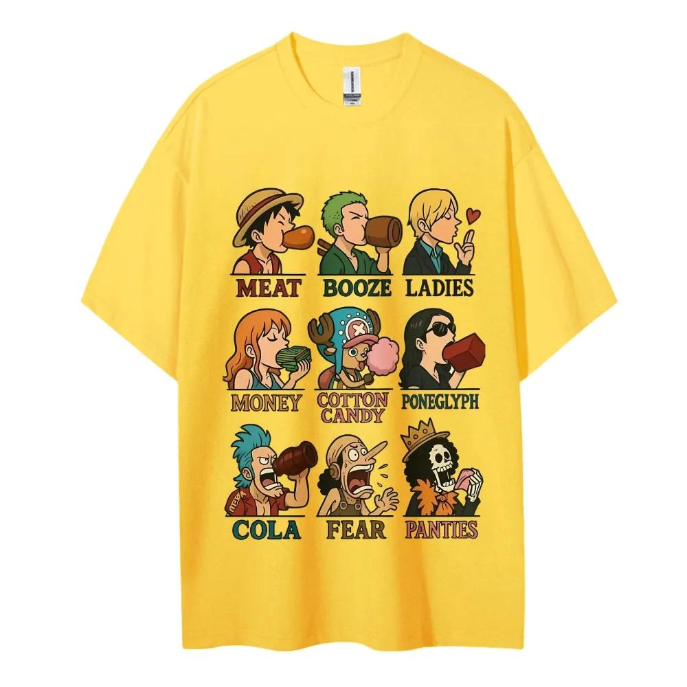One Piece Cotton Unisex Round Neck Anime Tshirt Mens and Womens Boys and Girls Summer New Fashion Breathable Street TShirt