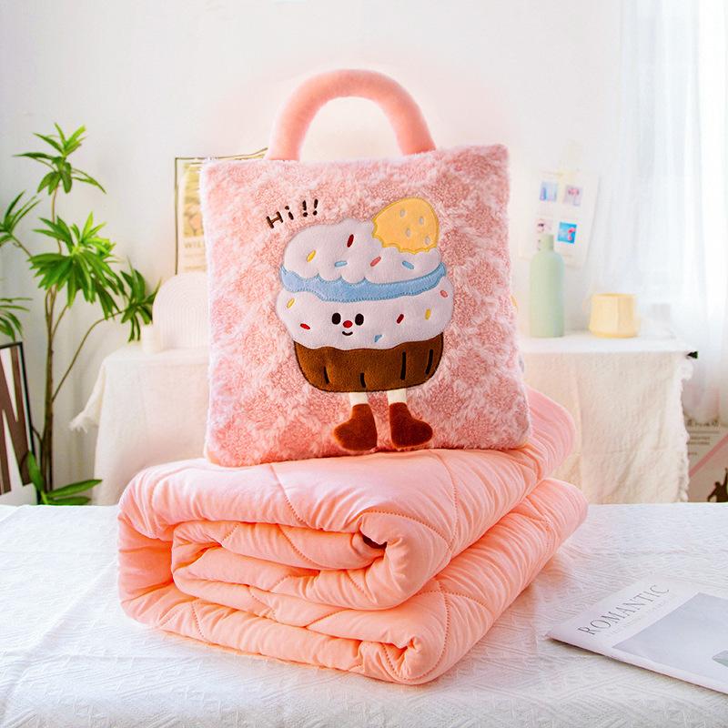 Cartoon Portable Pillow Quilt 2-in-1 Pillow Blanket Office Nap Pillow Car Folding Dopamine Pillow