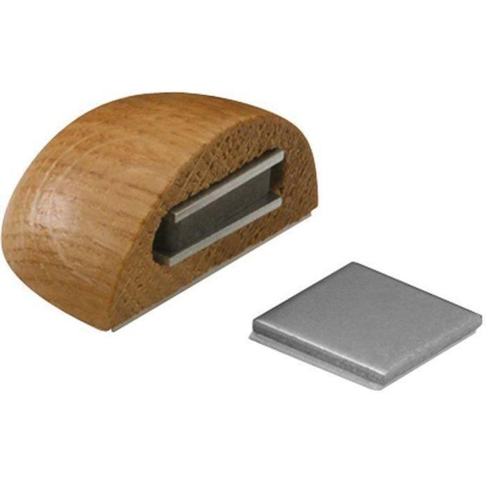 Butée de porte - INOFIX - Chêne - Arrêt magnétique - Fixation adhésive - Demi-cercle