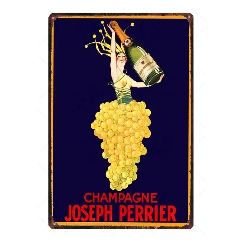 Metal Tin Morlant Reims Champagne Vintage French Posters Tin Sign Poster Wall Art Plaque Sign for Bar Coffee Office Wall Decor