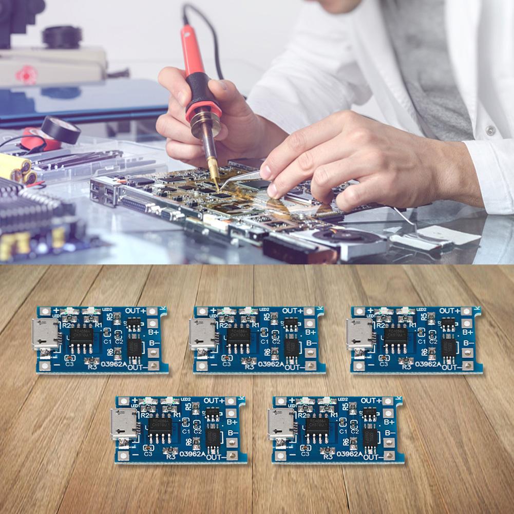 5 Lithium Battery Charge Modules with USB 5V 1A Features Battery For Protection and Charging Status Indicator LED