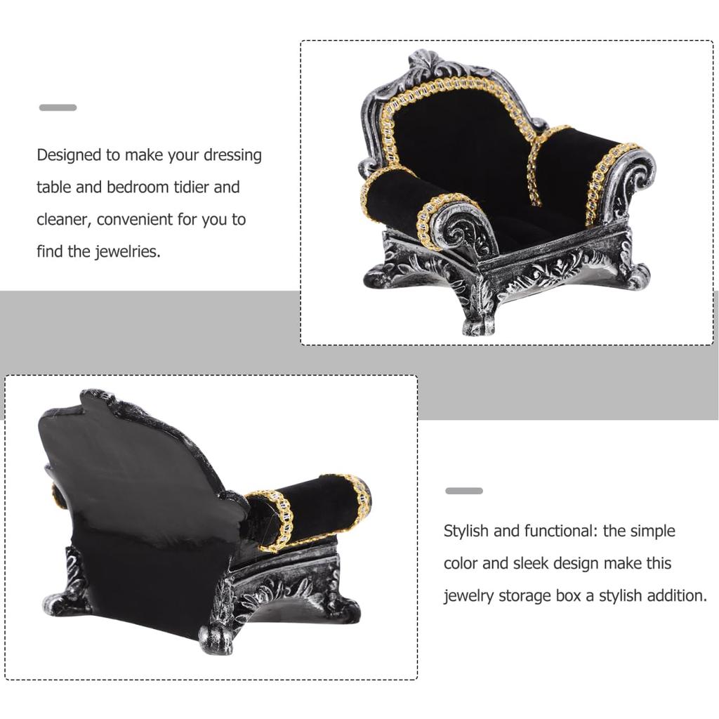 STOBOK Ring Jewelry Ring Display Jewelry Miniature Photography Ring Display Stand Stand, Sofa-Shaped, Black, Stand, Stand, Velvet-Look Storage,