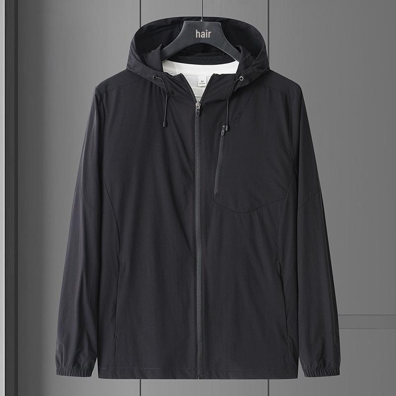 Herren Kapuzen-Sonnenschutzjacke - Ultraleicht, Atmungsaktiv, Winddicht, Schnelltrocknend, Lockere Passform, Kühlend, UV-Schutz.