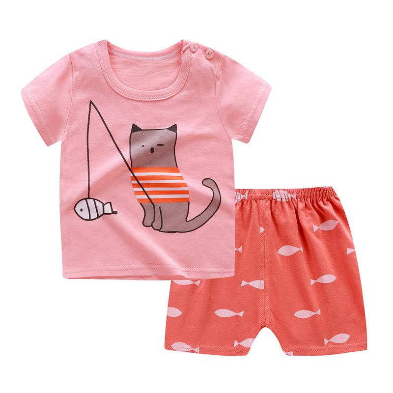 Cute Children Short-sleeved Suit Baby T-shirt Set Cotton Short-sleeved Shorts Kids Summer Children's Clothing
