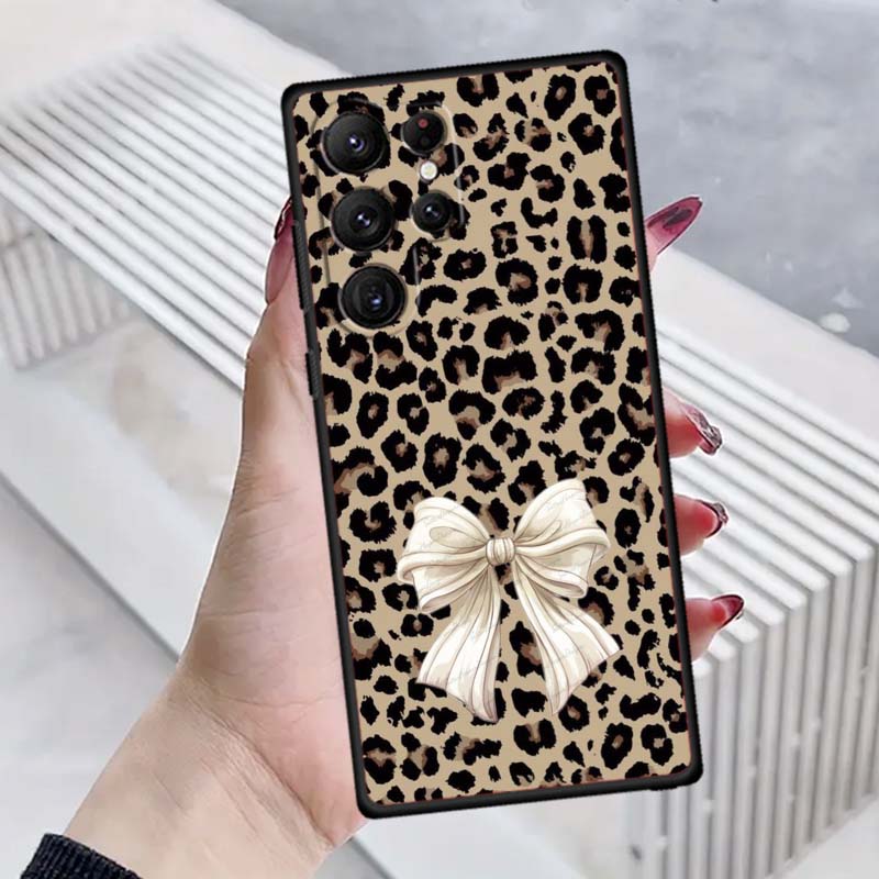 Luxurious leopard print pattern Phone Case For Samsung Galaxy S26 S25 S24 S23 S22 S21 S20 Ultra Plus FE 5G Black Soft TPU