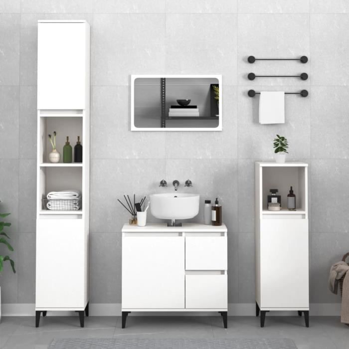VidaXL Armoire de salle de bain blanc 30x30x190 cm bois d'ingénierie 819796