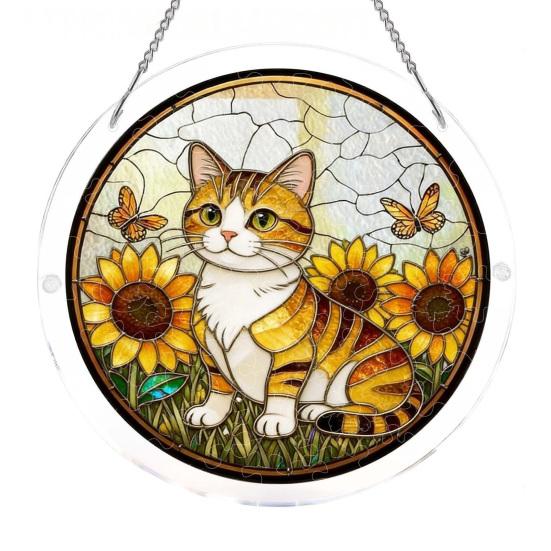

Acrylic Puzzle Suncatcher, Stained Glass Window Hanging Ornaments, DIY Jigsaw Puzzle Sun Catcher Kit for Home, Garden Decor, Gift for Women, Mom, Y